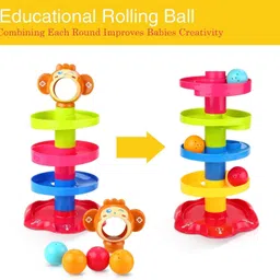 ssentrprioner Roll Swirling Tower Ball Ramp Toy for Baby & Toddler, 3 Multicolor Balls image 5