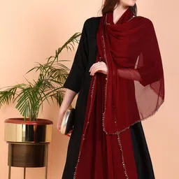 khatri Chiffon Embellished Maroon Women Dupatta image 2