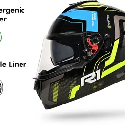studds Drifter R1 ISI & DOT Certified Full Face Helmet with Inner Sun Visor and Spoiler Motorbike Helmet image 5
