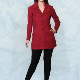 Women Solid Double Breasted Casual Blazer-image-93