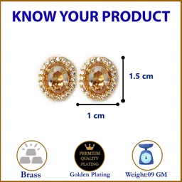 zeneme Gold-plated Multi-color 5 In 1 Interchangeable Stud Earrings For Women/girls Alloy Stud Earring image 5
