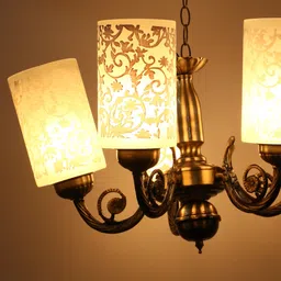 Pendent Ceiling Chandeliers Jhoomer Of 5 Lamp/ Light With Decorative Glass Shade, Metal, Round, B22, Multicolor Chandelier Ceiling Lamp-image-50