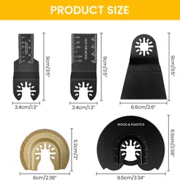 verilux Oscillating Tool Blades Set for Cutting and Scraping Wood Oscillating Tool Blades Set 5 Pack for Wood Saw Cutting Quick Change Universal Specialty Woodworking Bits Set image 2