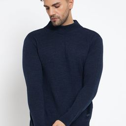 duke Men Solid High Neck Blue Sweater-picture-24