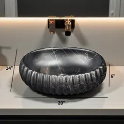 clayramic Premium Designer Ceramic Washbasin With WastePipe & Coupling(M-Maxico-1025-Rg) (14x20x5)(M-Maxico-1025-Rose Gold Table Top Basin image 4