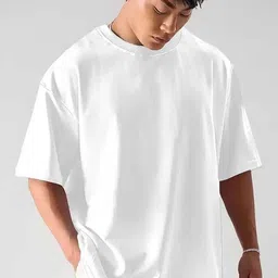 r s fashion trend Men Solid Round Neck Cotton Blend White T-Shirt-picture-20