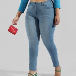 instafab plus Women Regular High Rise Light Blue Jeans image 2