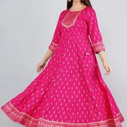 sak jaipur Women Floral Print Viscose Rayon Anarkali Kurta image 3