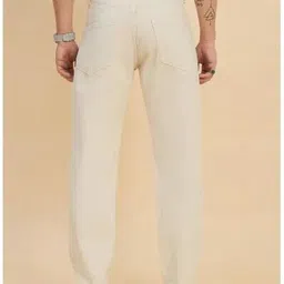 jssv Men Loose Fit Mid Rise Beige Jeans image 2
