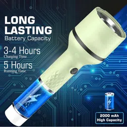 oximus Long Range Search Light 4 Mode Light Long Battery 2000 mah LED Torch 5 hrs 5 hrs Torch Emergency Light image 4