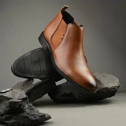 flostar Stylish Tan Synthetic Leather Chelsea Boots For Men Boots For Men-picture-30