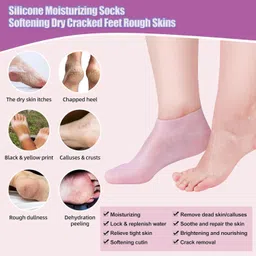 hm evotek Moisturizing Silicone Gel Socks for Women & Men Crack Heel Repair Spa Gel K0 Heel Support image 2