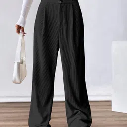 rajovati Women Loose Fit Black Viscose Rayon Trousers-picture-16