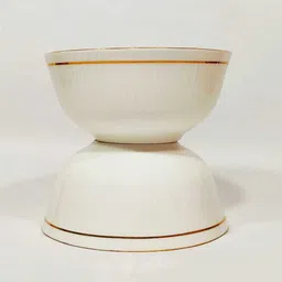 creative hub Ceramic Soup Bowl Ceramic Bowl Set for Snacks Ceramic Serving Bowl Set for Dinner/ Ceramic Snack Bowl with Golden line 22 k Gold Set of 2 Pieces Pure White with Golden line image 2