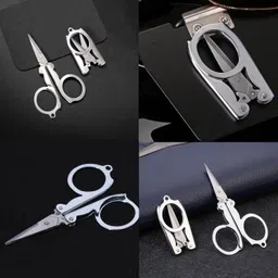 crafts haveli Foldable Scissors Pack of 2 – Stainless Steel Mini Travel Scissor for DIY Craft Scissors image 2