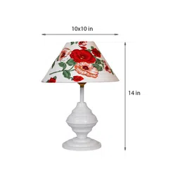 Red & White Shade Table Lamp With Metal Base By Foziq image 3