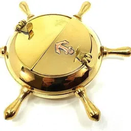 ascent india Brass Nautical Wheel Design Cigarettes Ashtray Gold Brass Ashtray-picture-11