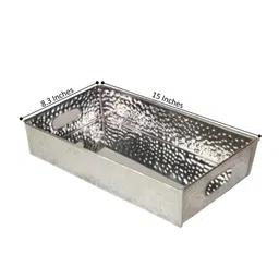 hollyhock Round Hammered Silver Iron Tray image 3