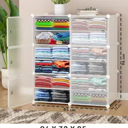 sasimo 6-Door 12-Shelf Plastic Collapsible Cupboard PC Collapsible Wardrobe image 3