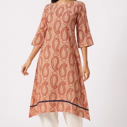 cloth stories Women Paisley Cotton Blend Straight Kurta image 1