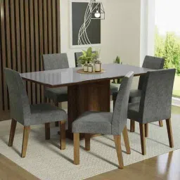 madesa Lumine 6 Seater Dining Set In Brown & Grey Finish-picture-29