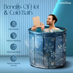 bathremedy Blue Galaxy Foldable Bath Tub for Adults Inflatable SPA Tub for Bathroom | Thickened Insulated Ice Bath Tub with Drainage Hole | Portable Adult Tub Free-standing Bathtub image 3