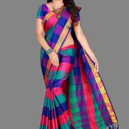 shaibo saree Checkered Daily Wear Cotton Silk Saree-picture-16