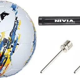 nivia Combo of Three, One Storm Football, One Double Action Pump and 2 Needles (Color On Availability)- Football - Size: 5-picture-14