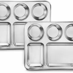 classic essentials Stainless Steel 5 in 1 Compartments Bhojan Thali Dinner Plate-picture-13