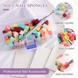 puedo 98 pcs Professional Nail Art Gradient Kit with Metal Sponge Pen image 2