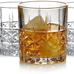 rokery (Pack of 6) Whiskey Glass ,Bourbon Glasses for New Fashioned Cocktails, Scotch Glasses, Pe Glass Set Whisky Glass image 2