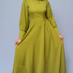 diyaz Women Fit and Flare Green Maxi/Full Length Dress-picture-20