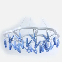 urbanware Round Cloth Drying Stand Hanger with 24 Clips/pegs, Baby Clothes Dry Hanger Stand, (Set of 1) Plastic Cloth Clips image 2