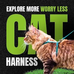 buraq Cat Harness Full Body With Leash Set - For Walking | Escape Proof Cat Buckle Harness image 2