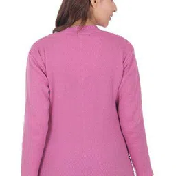 shunit creation Women Self Design V Neck Pink Sweater image 2