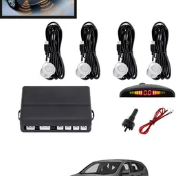 maties 4Pcs White Reverse Parking Sound Warning sensor for car Protection-74 Car Reverse Parking White 4 Sensor With LED Display/Buzzer -74 Parking Sensor-picture-47