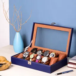 hoc Watch Storage Box for 12 Watches – PU Leather, Soft Cushion, Gift for Men Watch Box-picture-12