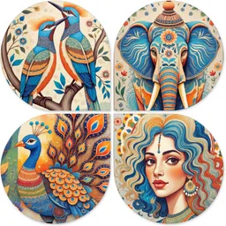 Nature Mdf Wooden Wall Hanging Handcrafted Decorative Bedroom Items (WH_8458N) Pack of 4-image-67