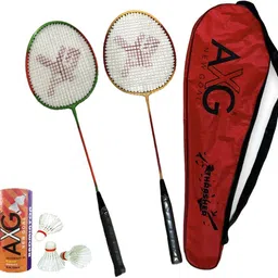axg new goal Thrasher Badminton Set of 2 Multicolor Racquets with 3 Feather Shuttles Badminton Kit-picture-20