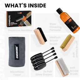 SNEAKARE Complete Shoe Cleaning Kit 100ml Cleaner 3 Brushes Shoe Shaper and Towel Cleaner image 3