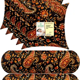 actos Microfibre Bolster Pack of 7 Floral Combo Set Of 5 Cushion And 2-picture-14