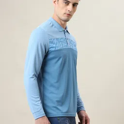 technosport Men Printed Polo Neck Polyester Blue T-Shirt image 3