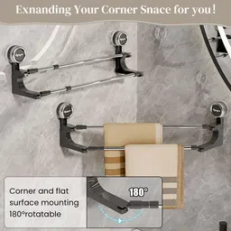 maycreate Retractable Double Layer Towel Rack for Bathroom Kitchen Gray Towel Holder image 3