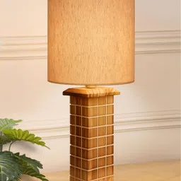 homesake Rustic Table Lamp Skyline with Fabric Shade, Table Light, Home Décor,jute Drum Table Lamp-picture-11