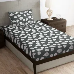 Story@home Green & White Floral Microfiber 180 TC Single Bedsheet With 1 Pillow Cover-image-34