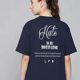 MISCHIEF MONKEY Typography Printed Oversized Cotton T-shirt image 1