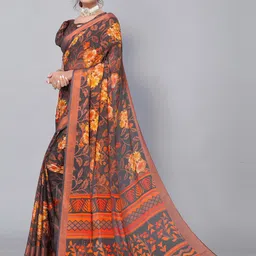 sanjana  silk SANJANA SILK Floral Printed Zari Saree image 2