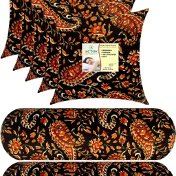 actos Combo Set Of 5 Cushion And 2 Microfibre Floral Bolster Pack of 7-picture-14