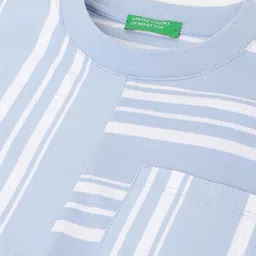 United Colors of Benetton Boys Striped V-Neck Pure Cotton Pockets T-shirt image 3
