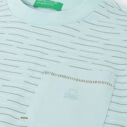 United Colors of Benetton Boys Round Neck Short Short Striped Pure Cotton T-shirt image 3